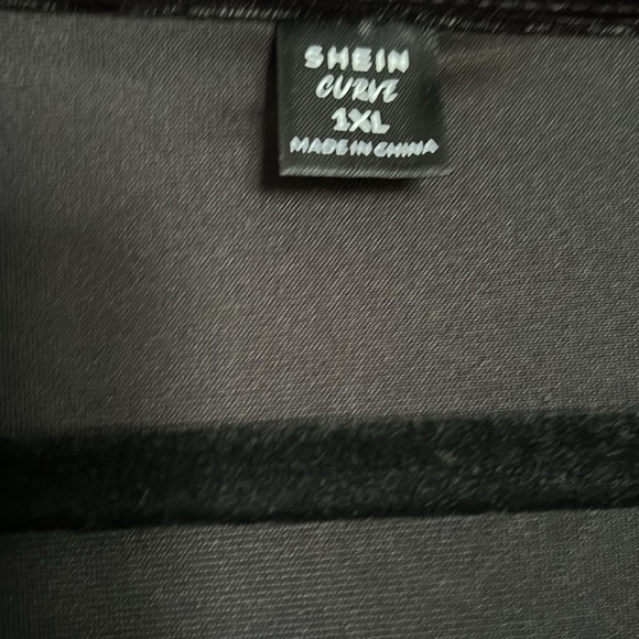S H E I N Solid Black Velour Long Sleeve Mermaid Style Dress, Size 1XL(14), EUC. - Picture 3 of 12